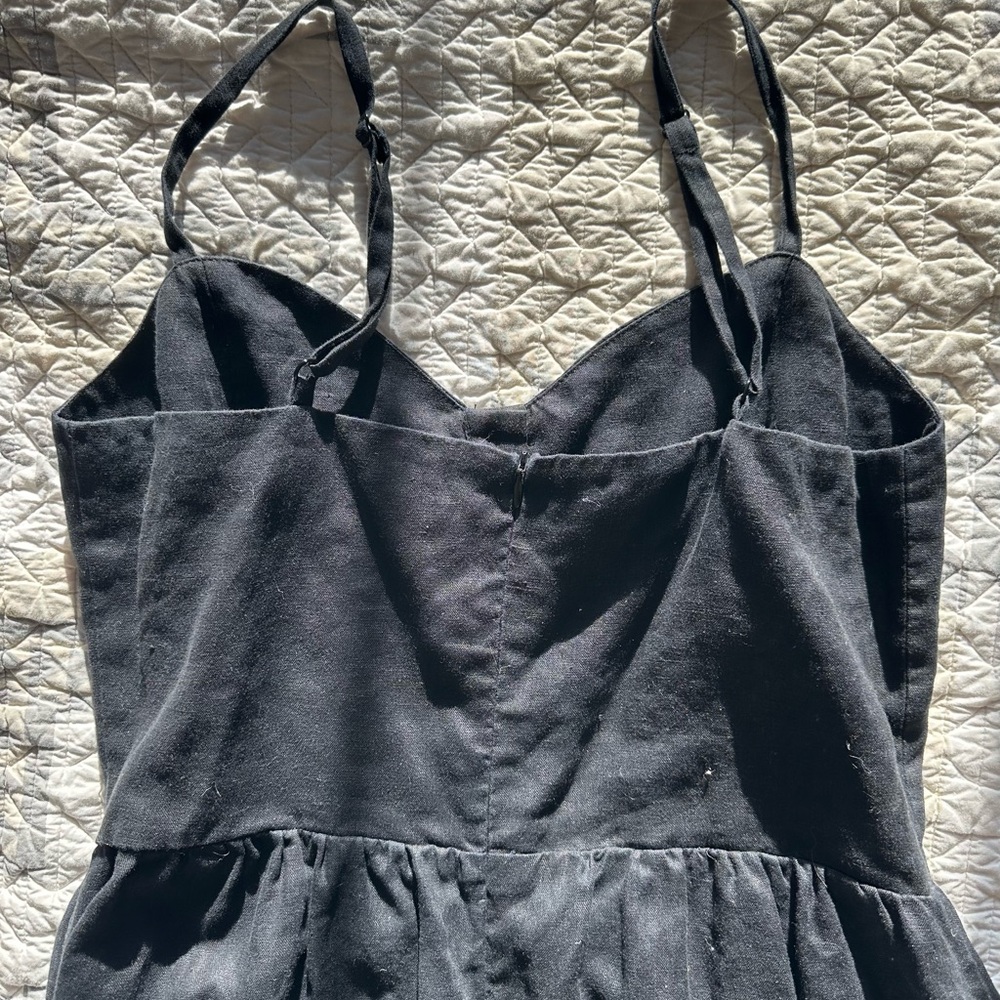 Reformation Thelma Black Button-Front linen Midi Dress - Picture 5 of 8